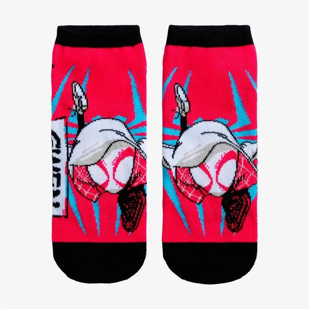 Marvel‎ Spider-Gwen No Show Pink Socks Spider-Man Ghost Spider Hot Topic Disney